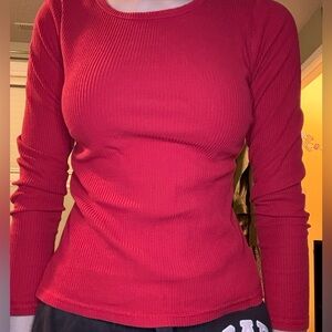 3/$12 Old Navy Women's Vibrant Red ribbed long sleeve size small